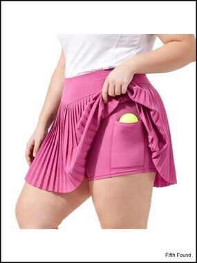 Plus Size Pleated Tennis Skirt with Shorts Pockets High Waisted Golf Skort